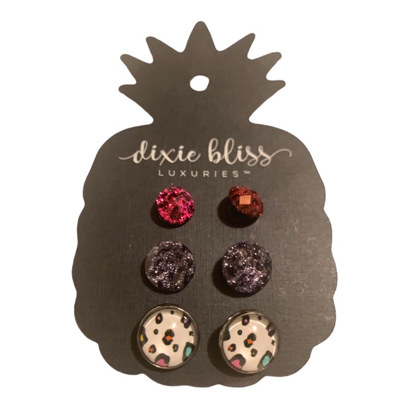 Dixie Bliss Earrings Red Purple Leopard Round New - Picture 2 of 7